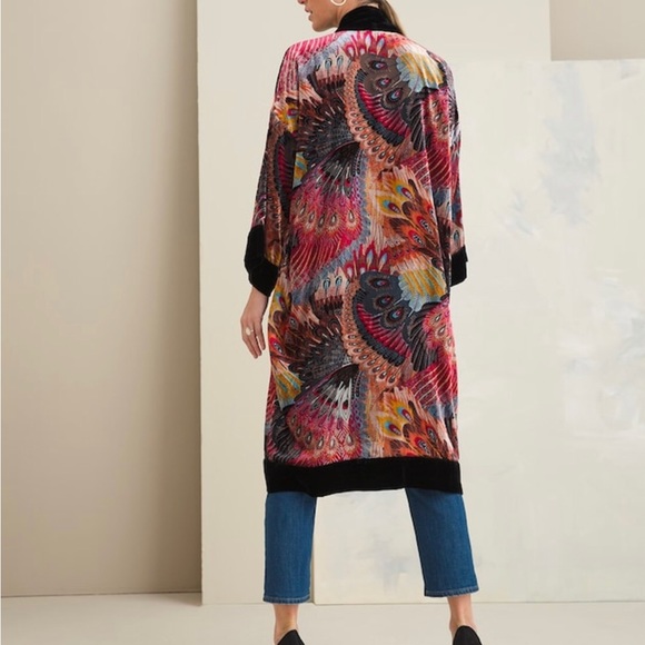 Chico’s Velvet Peacock Kimono - Picture 2 of 5